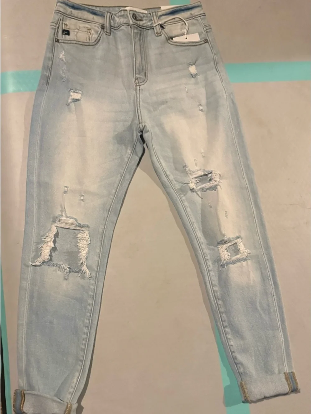 KanCan Light Wash Distressed Boyfriend Jeans - Picture 1 of 3